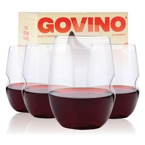 Govino Go Anywhere 16oz Stemless Wine Glasses Shatterproof Set of 4 Clear
